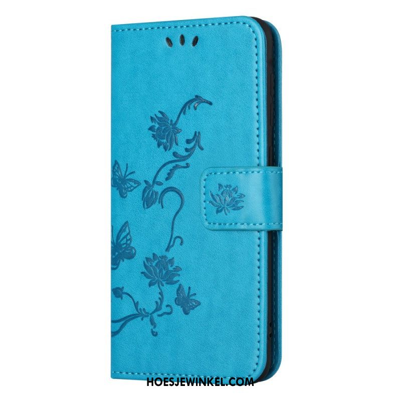 Folio-hoesje voor Xiaomi Redmi Note 12 Pro Met Ketting Strakke Bloemen