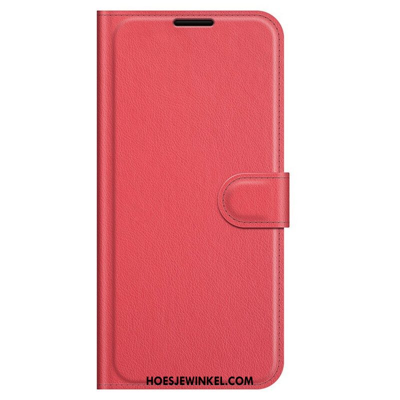 Folio-hoesje voor iPhone 13 Pro Klassiek Litchi-leereffect