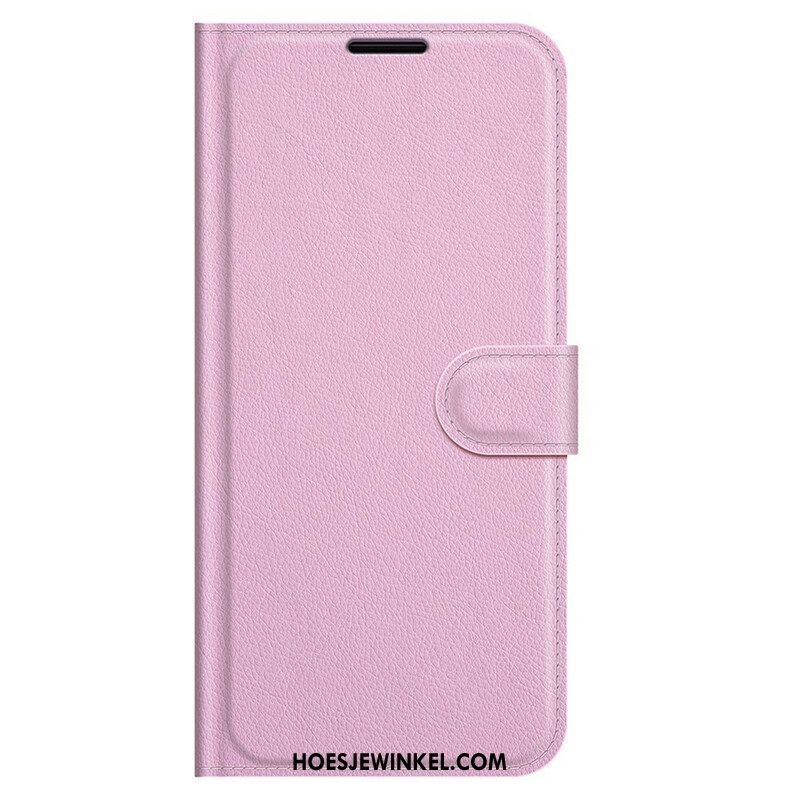 Folio-hoesje voor iPhone 13 Pro Klassiek Litchi-leereffect