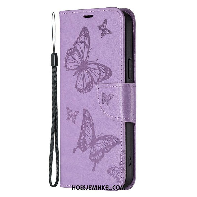 Folio-hoesje voor iPhone 13 Pro Max Flip Case Vlinders En Schuine Klep