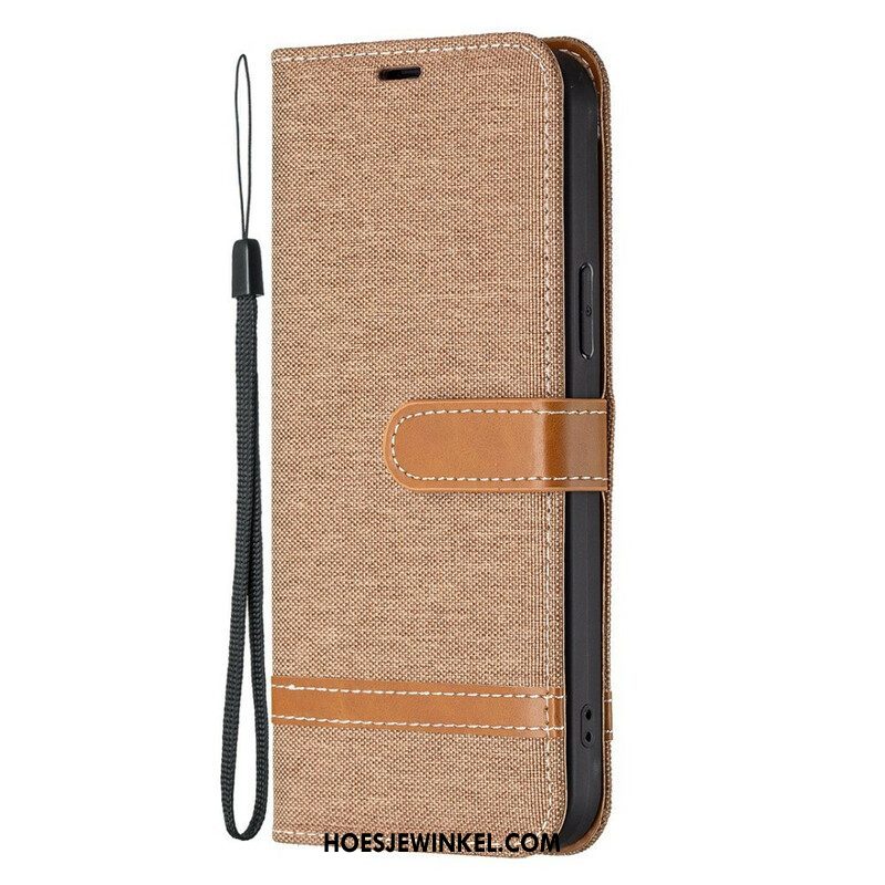 Folio-hoesje voor iPhone 13 Pro Met Ketting Band Van Stof En Leereffect