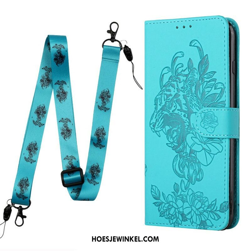 Folio-hoesje voor iPhone 13 Pro Met Ketting Barokke Strappy Tijger