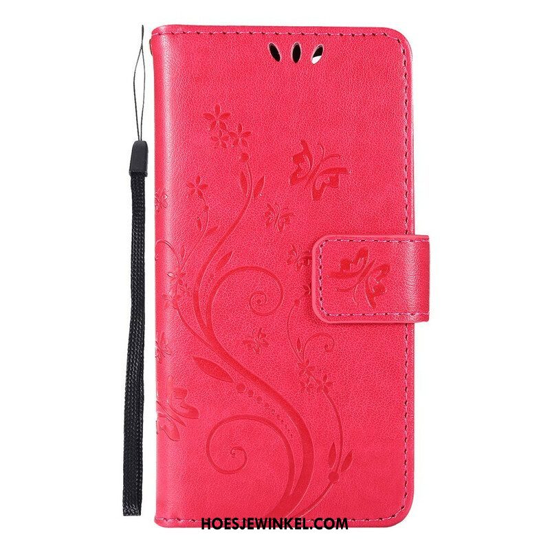Folio-hoesje voor iPhone 13 Pro Met Ketting Strappy Grafische Bloemen