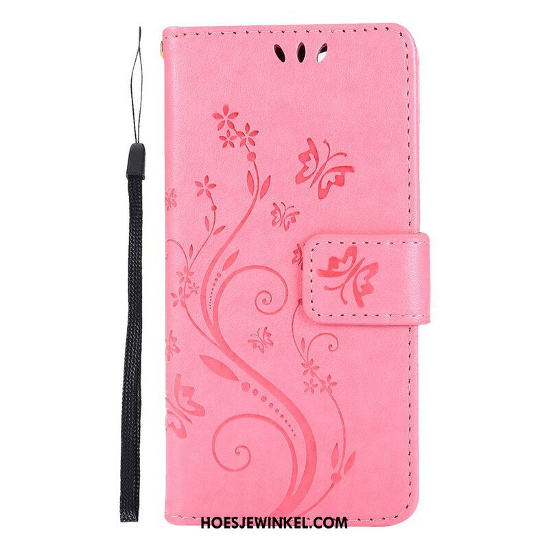 Folio-hoesje voor iPhone 13 Pro Met Ketting Strappy Grafische Bloemen