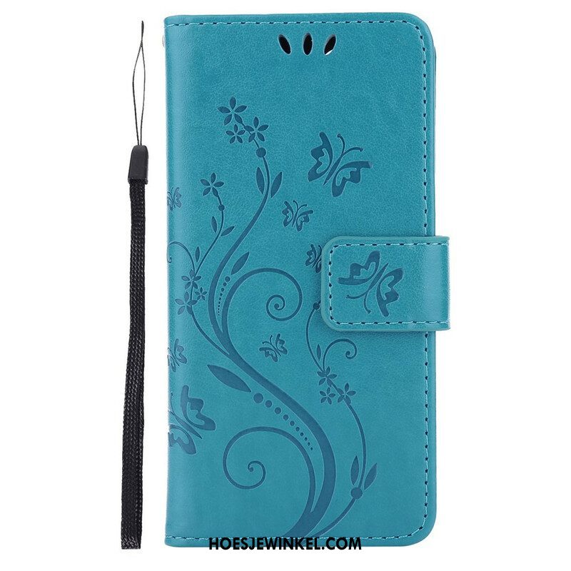 Folio-hoesje voor iPhone 13 Pro Met Ketting Strappy Grafische Bloemen