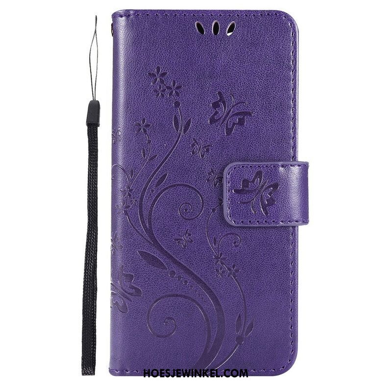 Folio-hoesje voor iPhone 13 Pro Met Ketting Strappy Grafische Bloemen