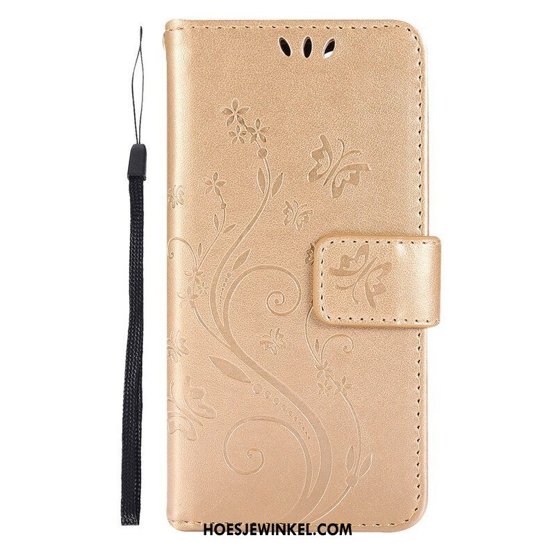 Folio-hoesje voor iPhone 13 Pro Met Ketting Strappy Grafische Bloemen