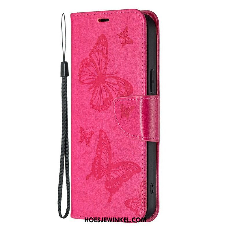 Folio-hoesje voor iPhone 13 Pro Met Ketting Vlinders Bedrukte Strappy