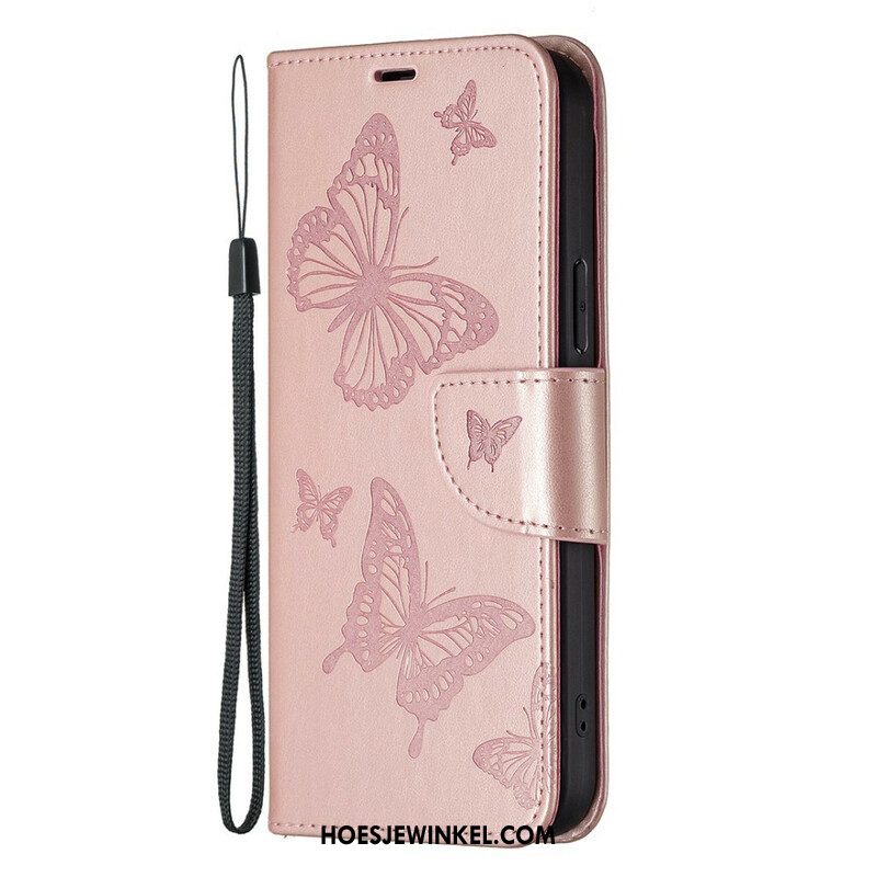 Folio-hoesje voor iPhone 13 Pro Met Ketting Vlinders Bedrukte Strappy