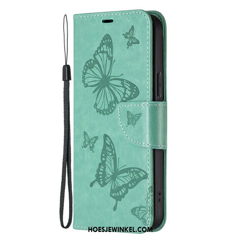 Folio-hoesje voor iPhone 13 Pro Met Ketting Vlinders Bedrukte Strappy