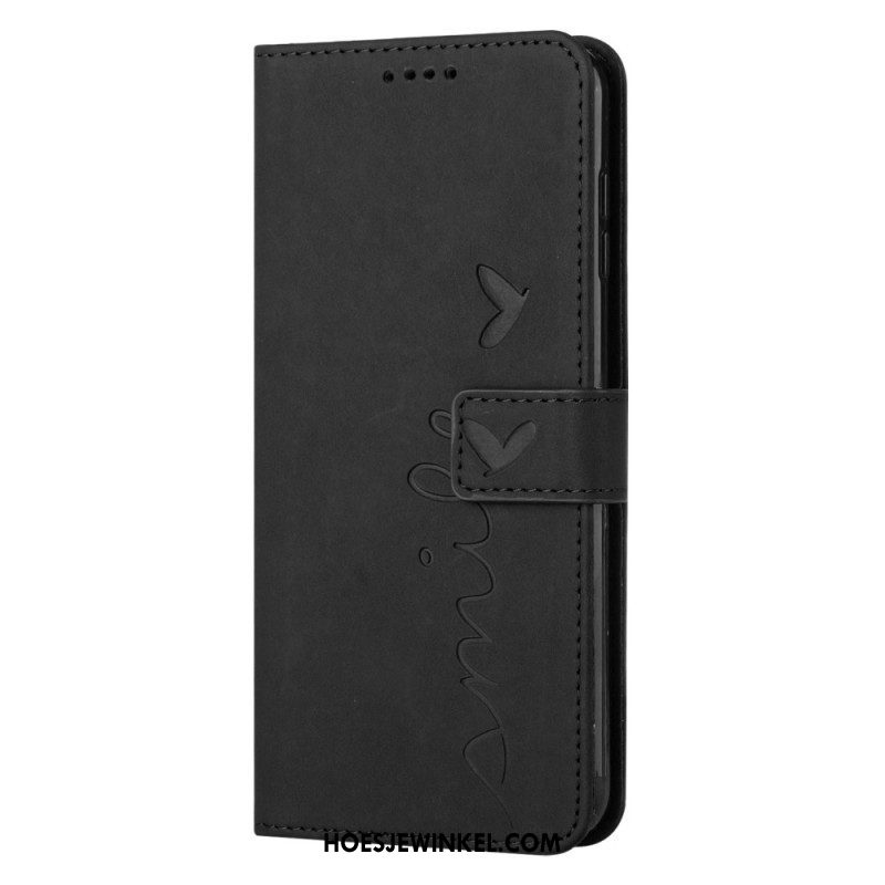 Folio-hoesje voor iPhone 14 Glimlach Met Sleutelkoord
