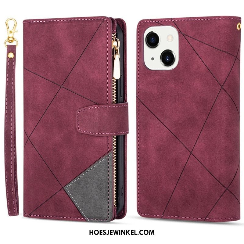 Folio-hoesje voor iPhone 14 Met Ketting Riemgeometrie