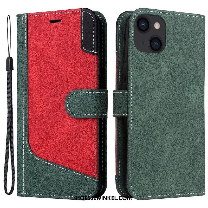 Folio-hoesje voor iPhone 14 Plus Driekleur Met Lanyard