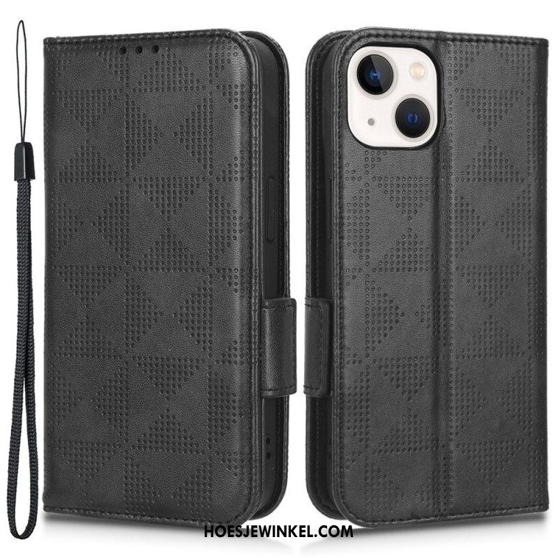 Folio-hoesje voor iPhone 14 Plus Flip Case Dubbel Flap- En Driehoekspatroon