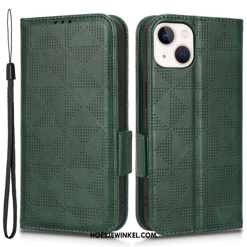 Folio-hoesje voor iPhone 14 Plus Flip Case Dubbel Flap- En Driehoekspatroon