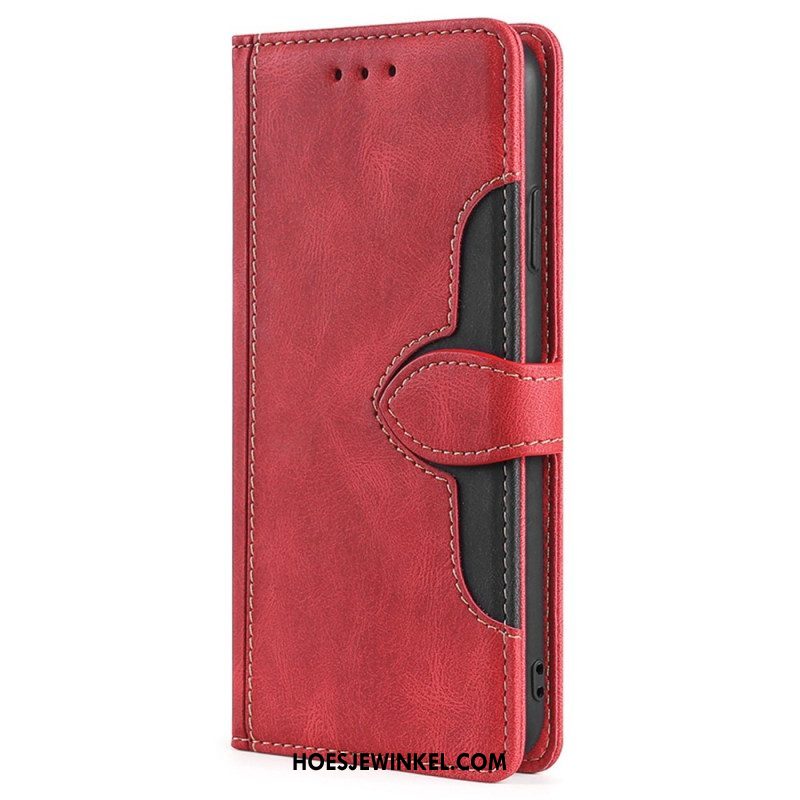 Folio-hoesje voor iPhone 14 Plus Imitatieleer Bicolor Stijlvol