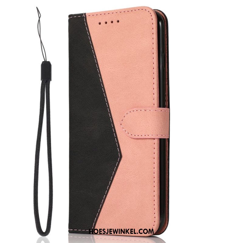 Folio-hoesje voor iPhone 14 Plus Met Ketting Tweekleurige Riem