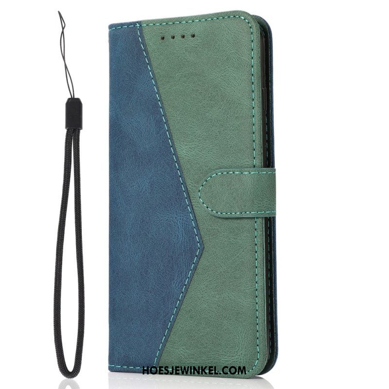 Folio-hoesje voor iPhone 14 Plus Met Ketting Tweekleurige Riem