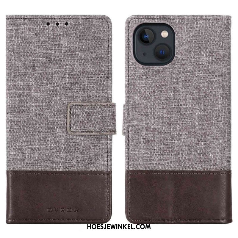 Folio-hoesje voor iPhone 14 Plus Muxma Stof En Leereffect