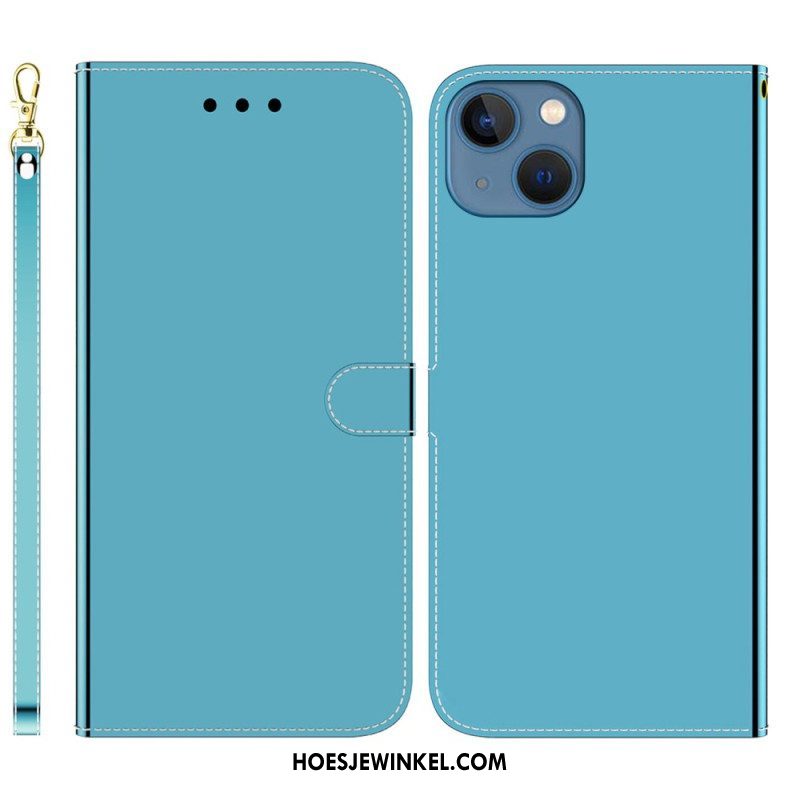 Folio-hoesje voor iPhone 14 Plus Spiegelhoes Van Imitatieleer