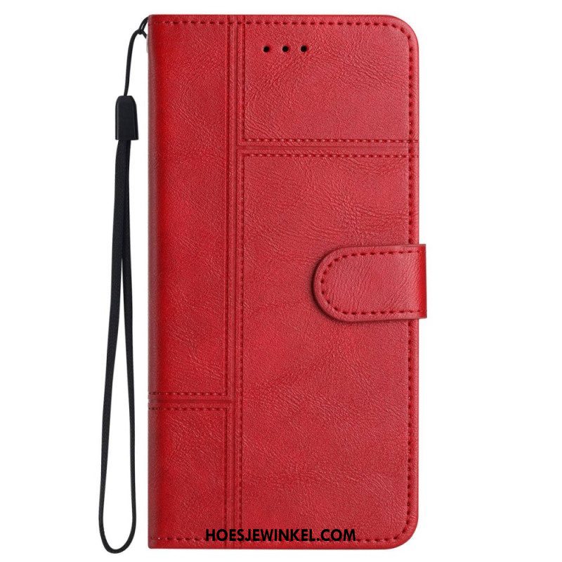 Folio-hoesje voor iPhone 14 Pro Max Met Ketting Zakelijke Lederen Stijl Met Bandjes