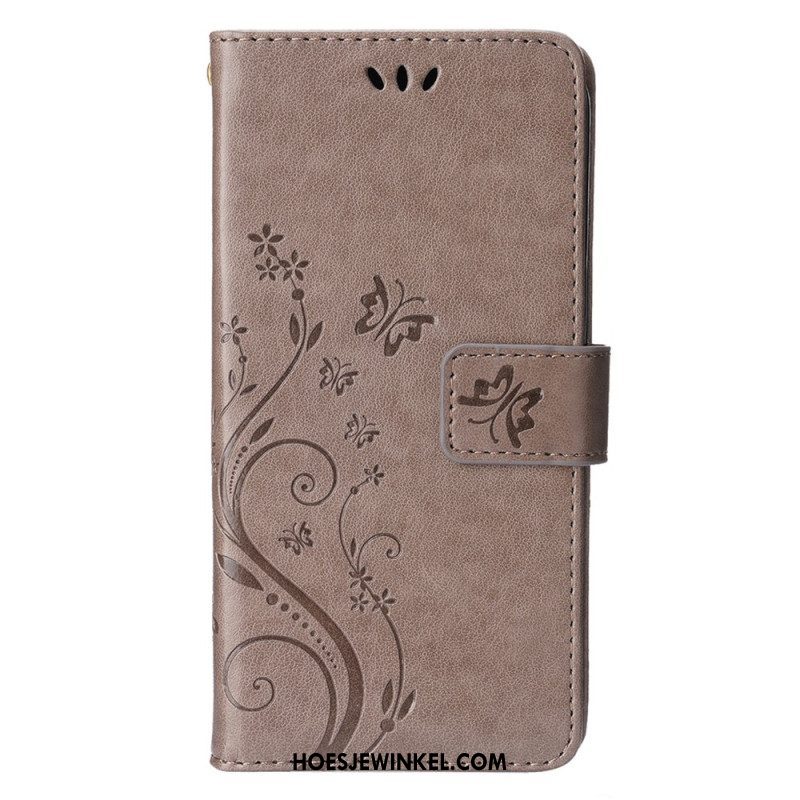 Folio-hoesje voor iPhone 15 Bloemen Met Koord