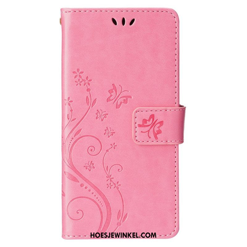 Folio-hoesje voor iPhone 15 Bloemen Met Koord