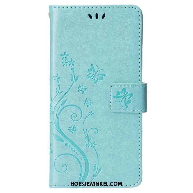 Folio-hoesje voor iPhone 15 Bloemen Met Koord