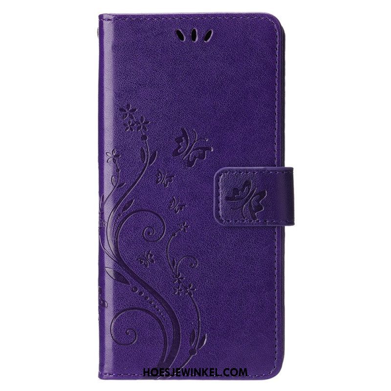 Folio-hoesje voor iPhone 15 Bloemen Met Koord