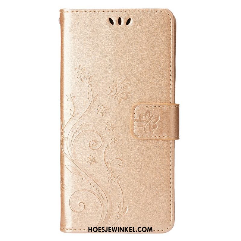 Folio-hoesje voor iPhone 15 Bloemen Met Koord