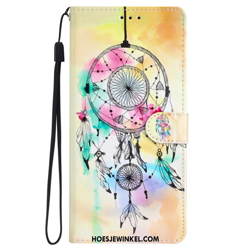 Folio-hoesje voor iPhone 15 Met Ketting Aquarel Dromenvanger Met Riem