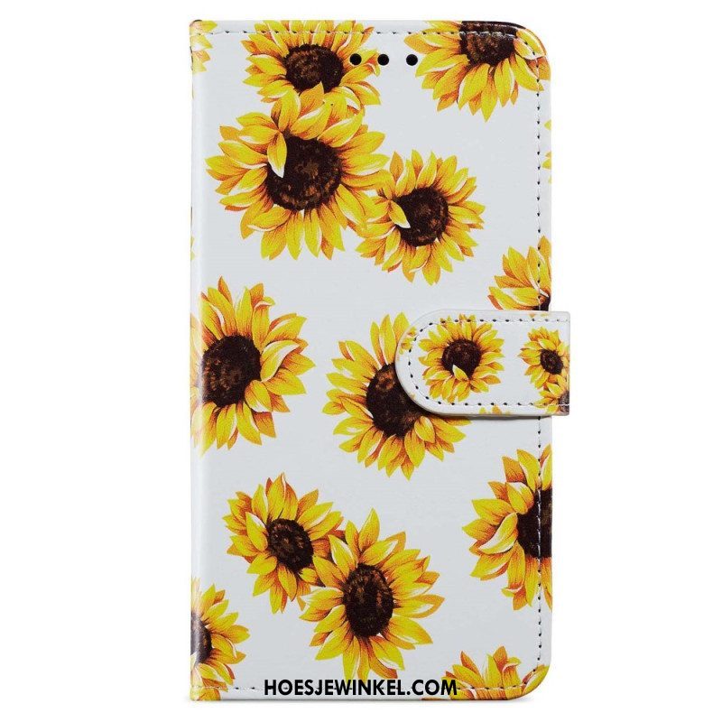 Folio-hoesje voor iPhone 15 Plus Met Ketting Bloemen Met Riempje