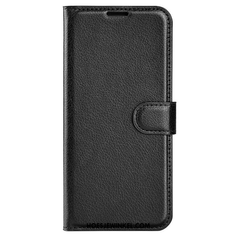 Folio-hoesje voor iPhone 15 Pro Max Klassiek Litchi Kunstleer