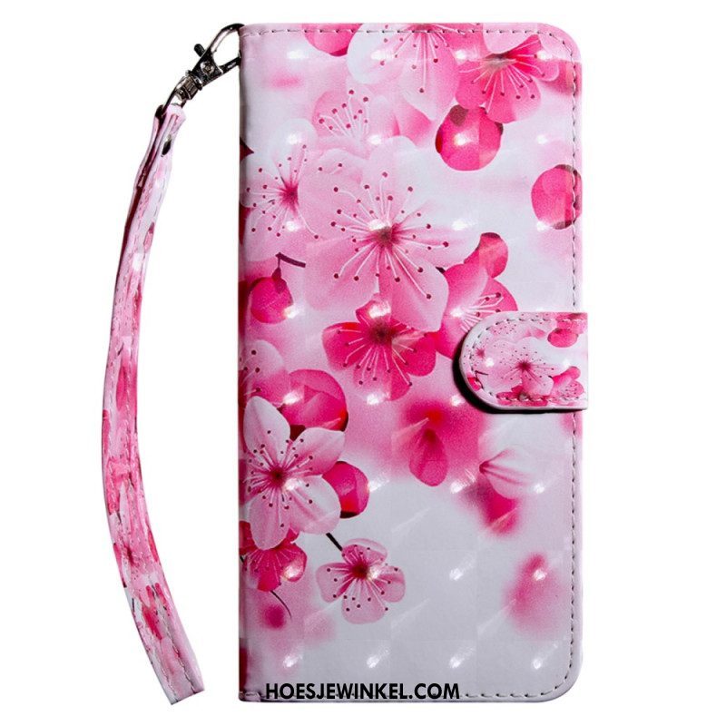 Folio-hoesje voor iPhone 15 Pro Max Met Ketting Band Bloemen