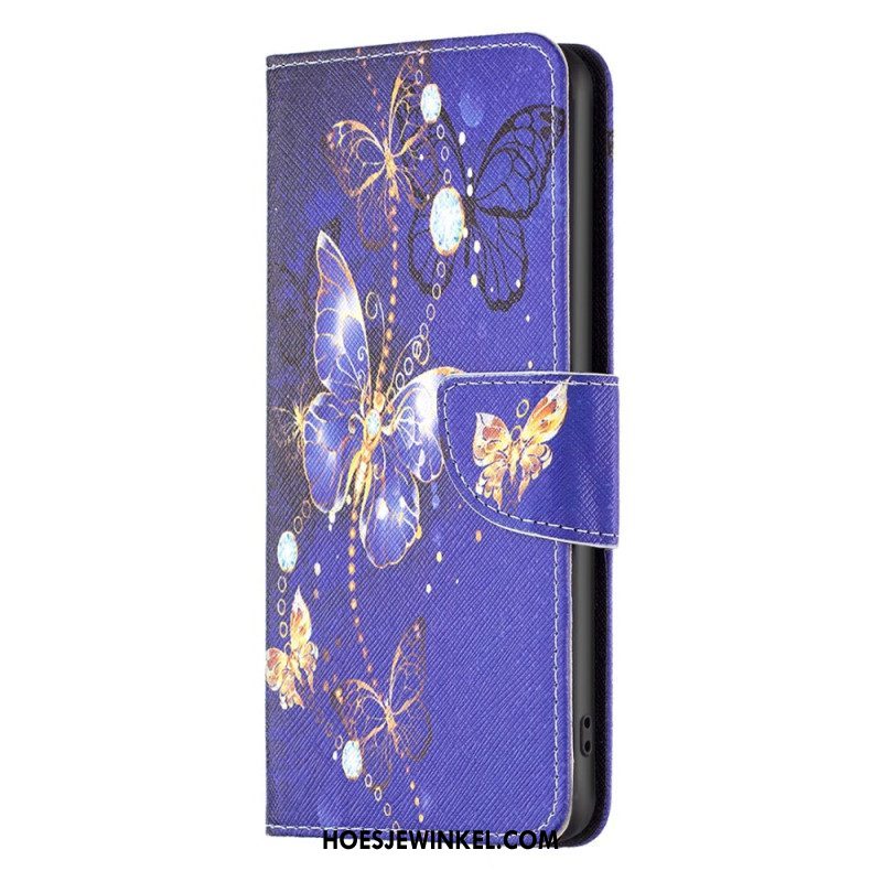 Folio-hoesje voor iPhone 15 Pro Vlinders Op Blauwe Achtergrond