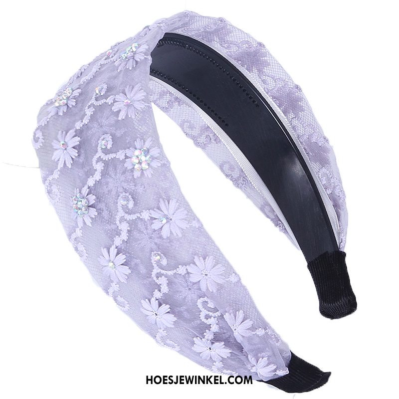 Haarspelden Dames Strass Bloemen Antislip, Haarspelden Brede Kant Accessoires Sandfarben