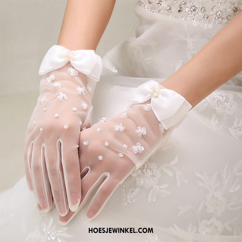 Handschoenen Dames Bruid Korte Zomer, Handschoenen Dun Bloemen