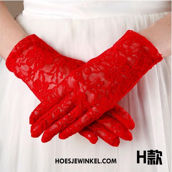 Handschoenen Dames Handschoen Bruid 2018, Handschoenen Lange Nieuw Rot Weiß
