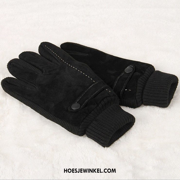 Handschoenen Heren Winter Echt Leer Outdoor, Handschoenen Cyclus Pluche