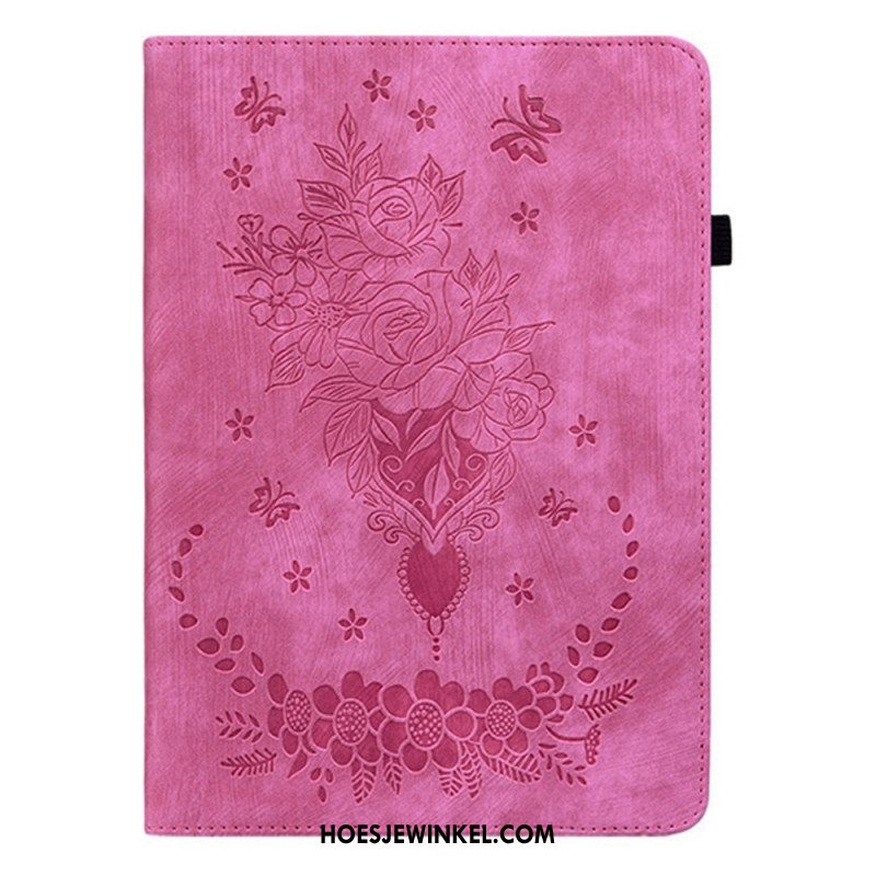 Hoesje Case Samsung Galaxy Tab S11 Telefoonhoesje Bloemen Met Suède-effect