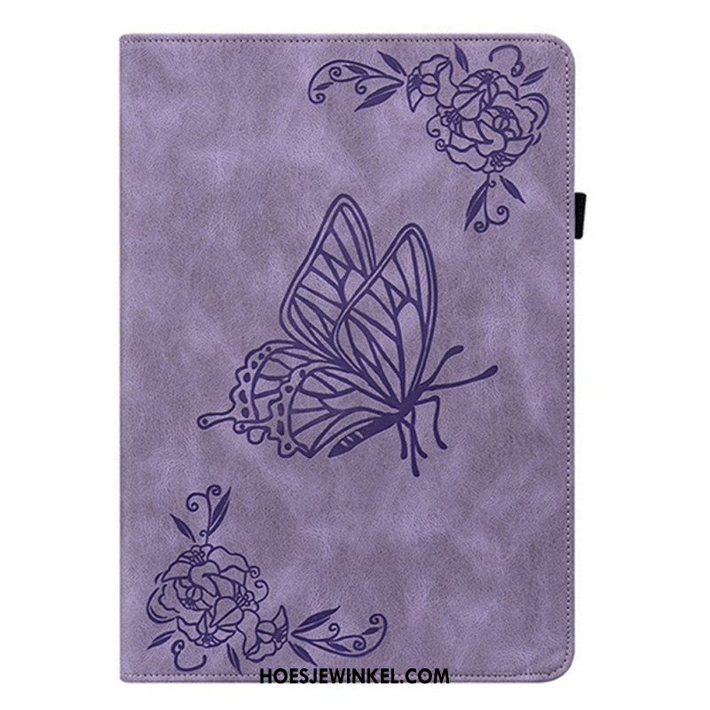 Hoesje Case Samsung Galaxy Tab S11 Vlinder Met Suède-effect