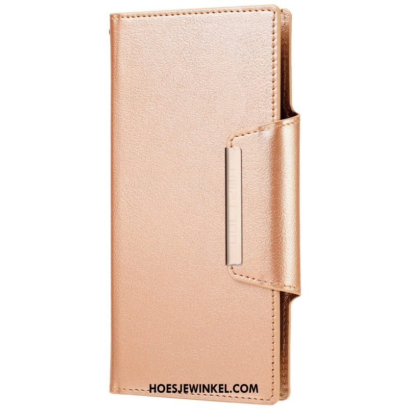 Hoesje Flip Case voor Samsung Galaxy S23 Ultra 5G Afneembare Zilveren Gesp