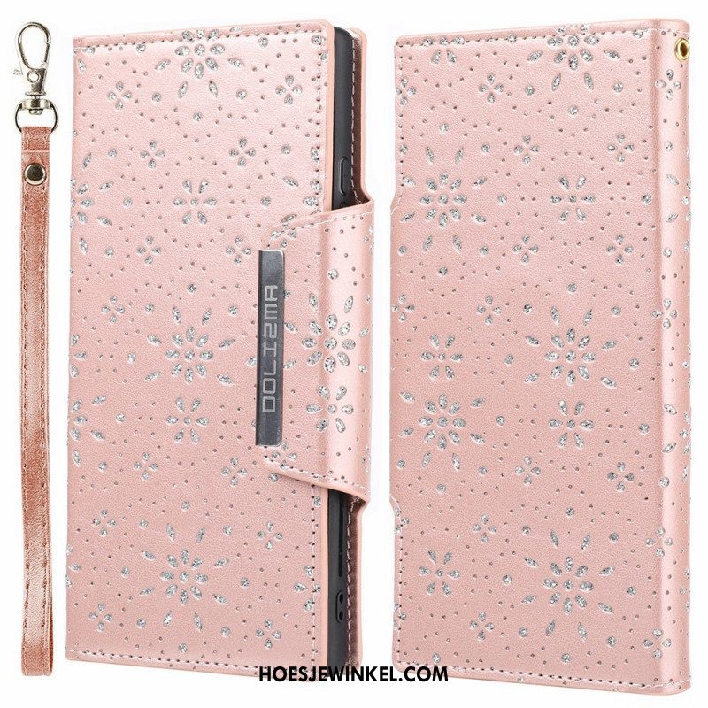 Hoesje Folio-hoesje voor Samsung Galaxy S22 5G Afneembare Diamanten