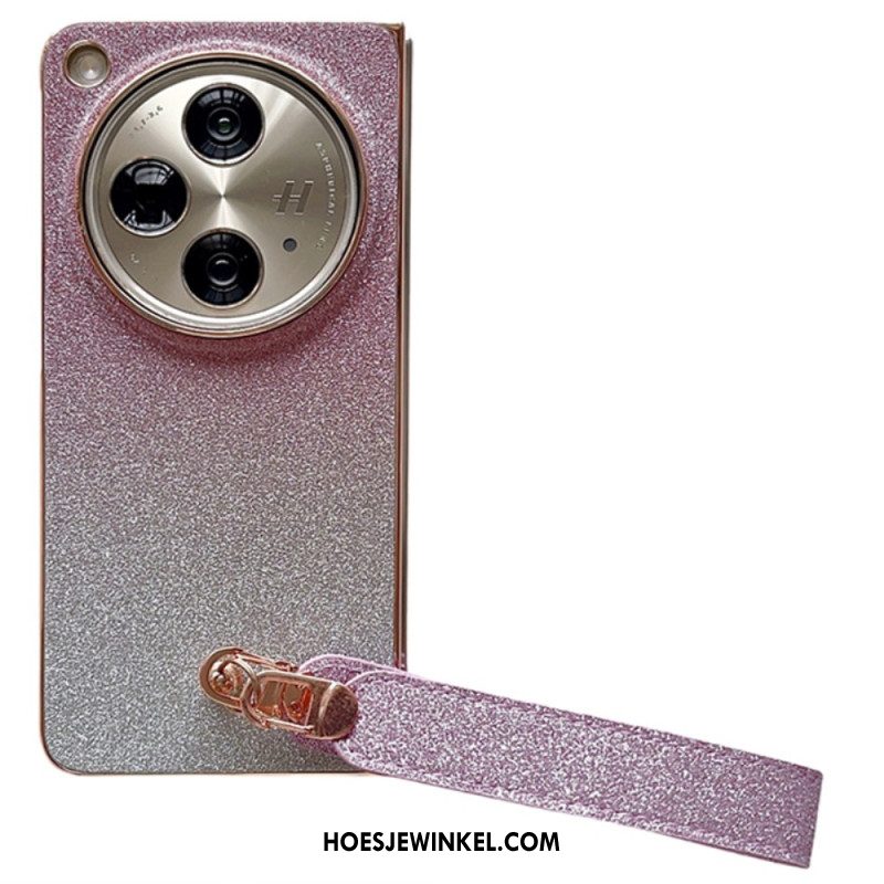 Hoesje Oppo Find N3 Glanzend Oppervlak En Bandje