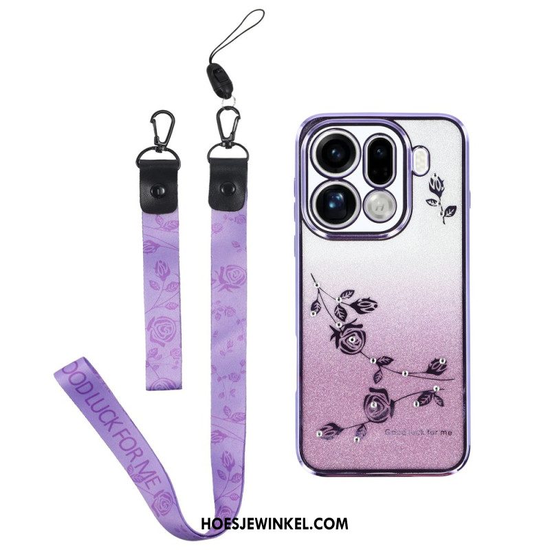Hoesje Oppo Find X9 Pro 5g Bandjes Met Bloemen En Strass