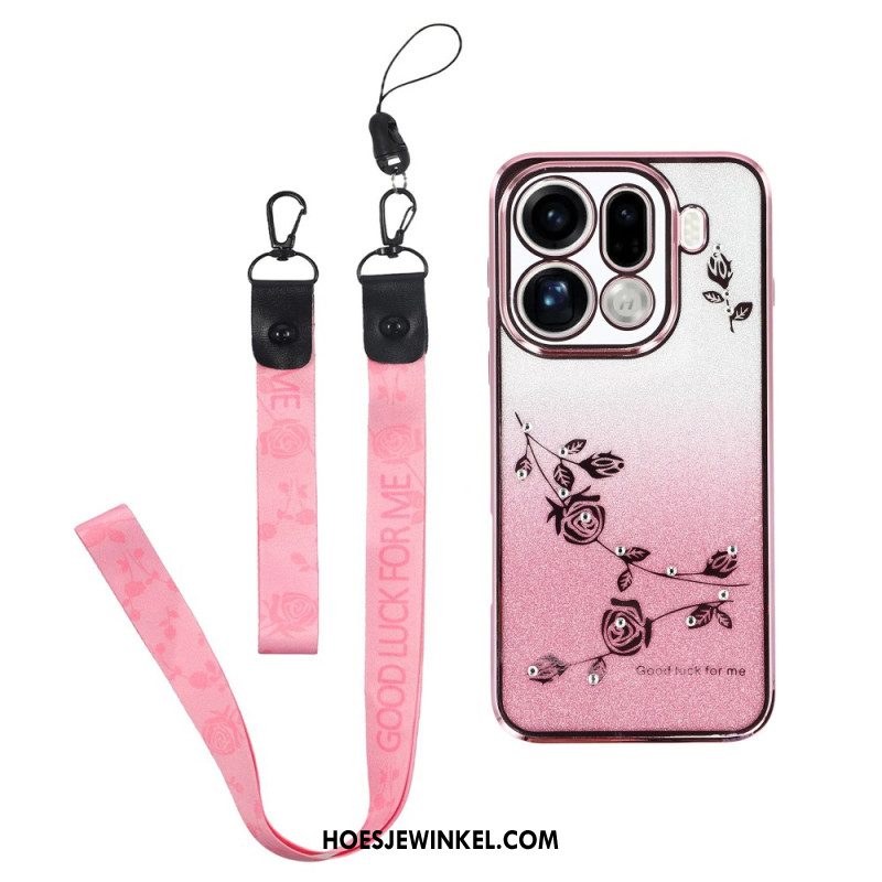 Hoesje Oppo Find X9 Pro 5g Bandjes Met Bloemen En Strass