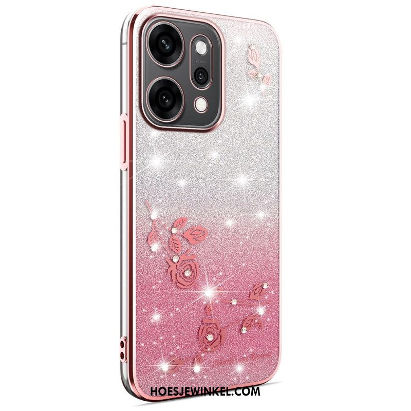 Hoesje Oppo Reno 14 5g Bloemen En Strass-steentjes