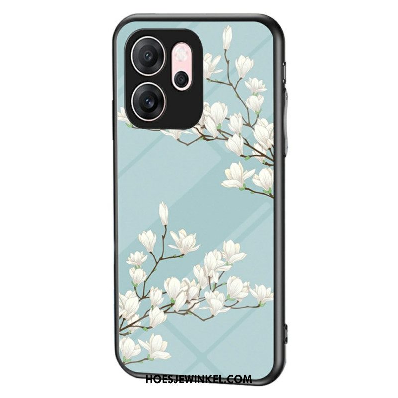 Hoesje Oppo Reno 14f 5g Bloemenpatroon Gehard Glas