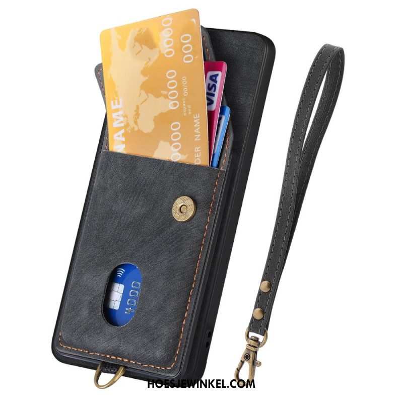 Hoesje Samsung Galaxy A17 4g / 5g Suède-look Met Kaarthouder En Draagkoord