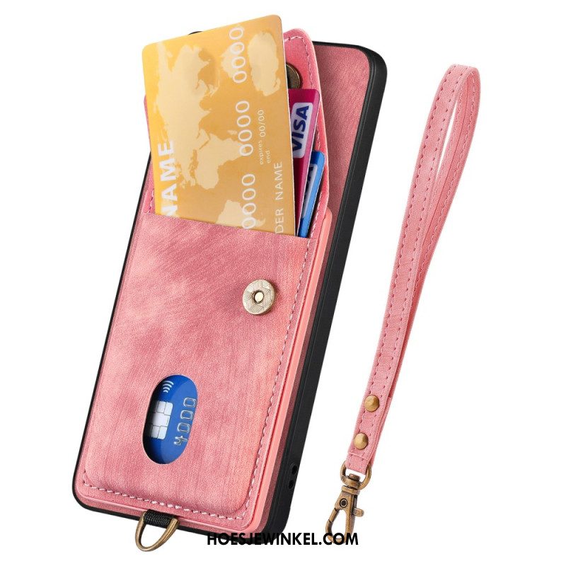 Hoesje Samsung Galaxy A17 4g / 5g Suède-look Met Kaarthouder En Draagkoord